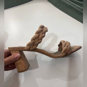Dolce Vita Braided Cork Block Heel Sandal in Beige